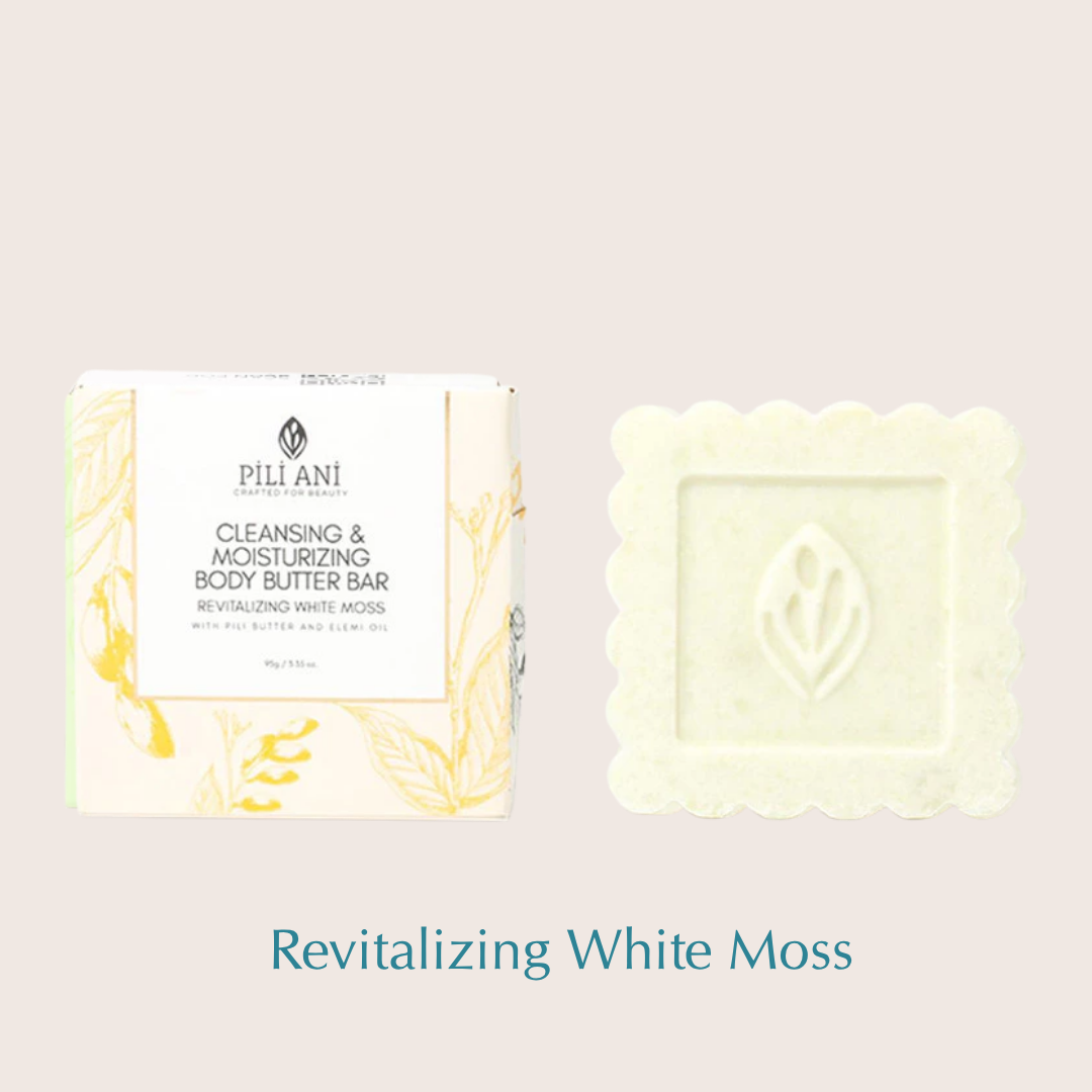 Cleansing & Moisturizing Body Butter Bar - Revitalizing White Moss 95g | Pili Ani