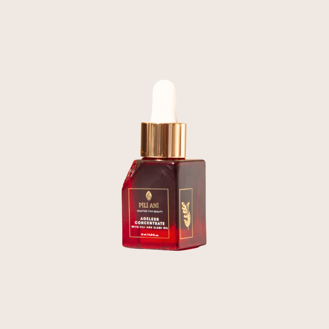 Pili Ani Ageless Concentrate age-defying serum with Vitamin C and Phyto-Retinol that reduces fine lines, smooths texture, and restores youthful radiance