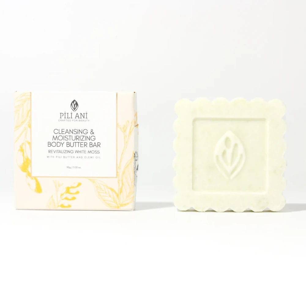 Cleansing & Moisturizing Body Butter Bar - Revitalizing White Moss 95g | Pili Ani