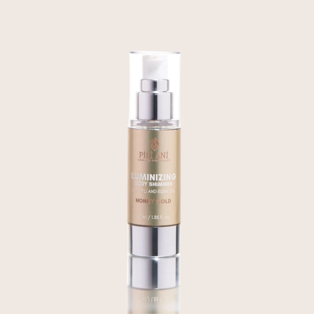 Pili Ani Honey Gold Shimmer, Luminizing Body Shimmer, Honey Gold Glow Oil, Hydrating Body Highlighter, Shimmering Body Glow