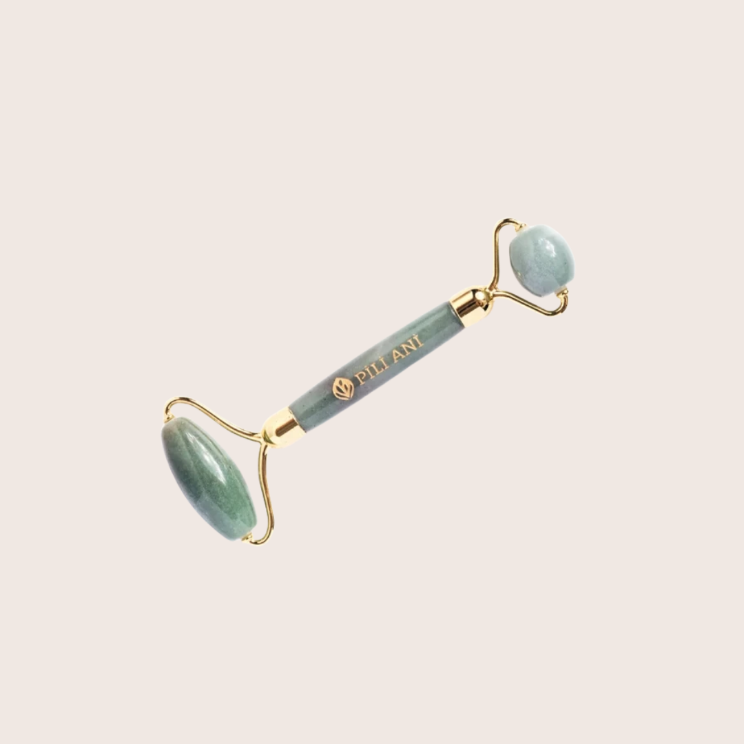 Pili Ani Jade Beauty Roller for reducing puffiness, boosting absorption, and refreshing skin naturally