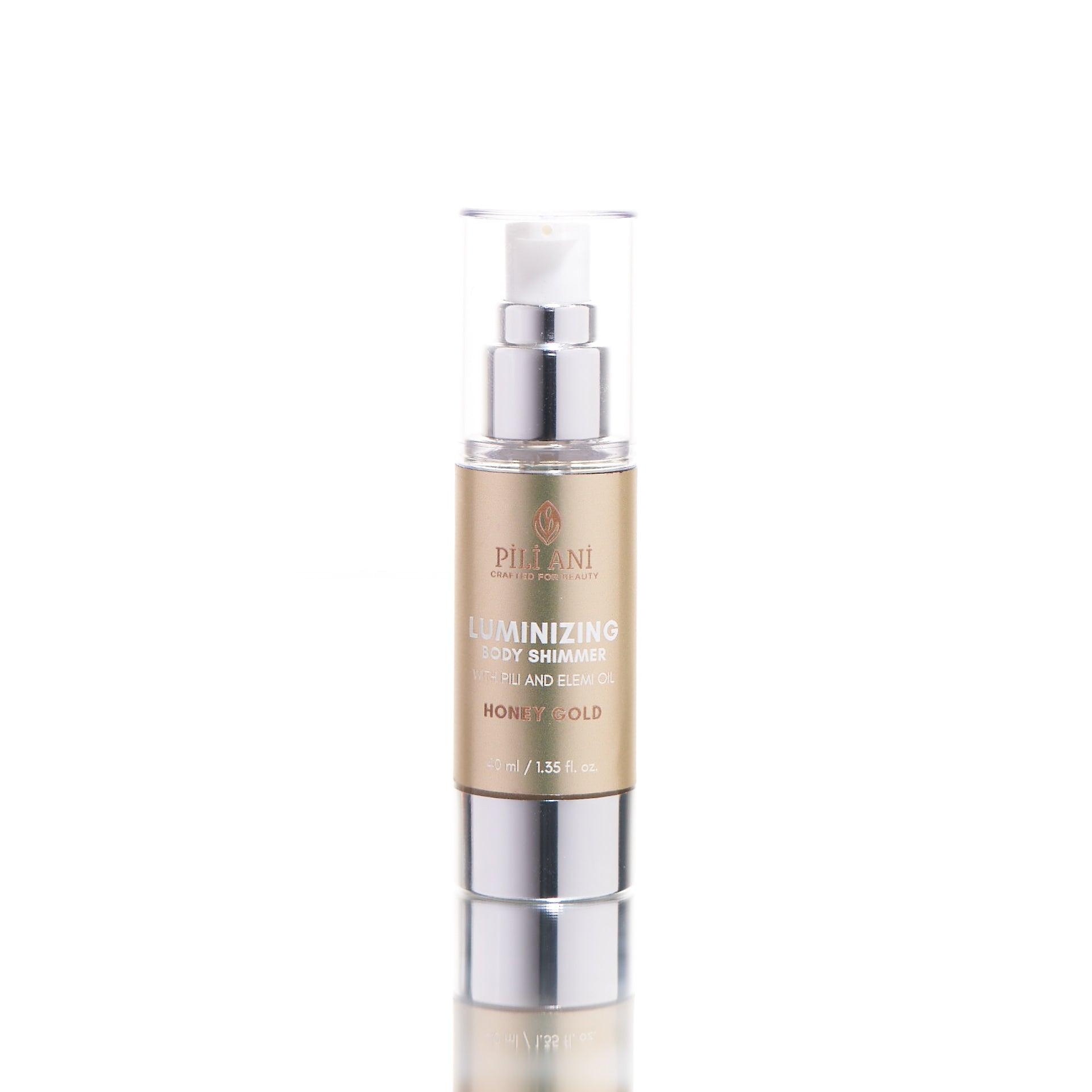 Pili Ani Honey Gold Shimmer, Luminizing Body Shimmer, Honey Gold Glow Oil, Hydrating Body Highlighter, Shimmering Body Glow