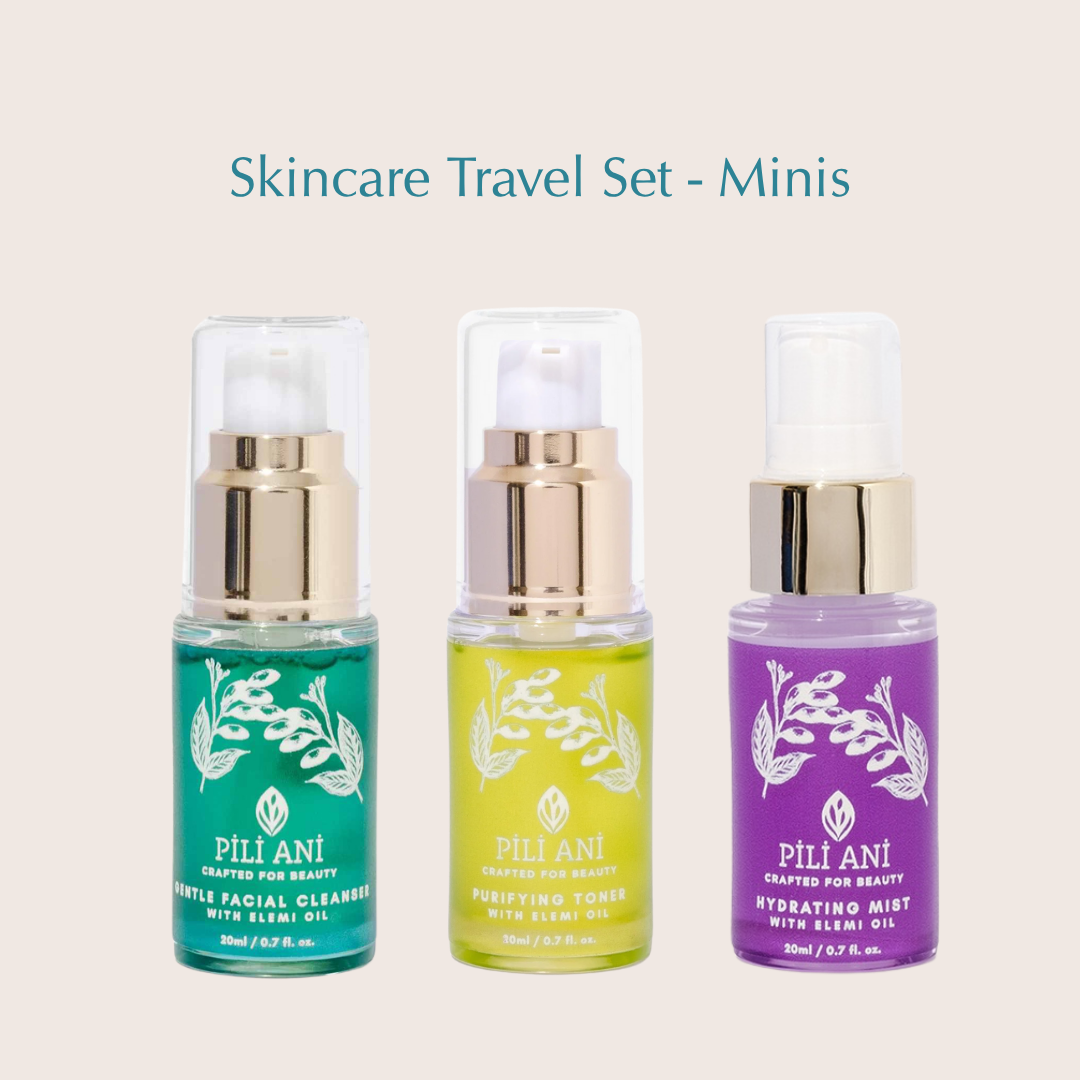 Skincare travel set, Mini skincare set, Travel-sized skincare, Pili Ani travel set, Skincare minis, Mini beauty kit, Facial travel kit, Pili Ani mini set, Travel skincare kit, Natural skincare set, Travel beauty set, Mini facial set, Miniature skincare products, Skincare essentials, Travel-sized beauty products