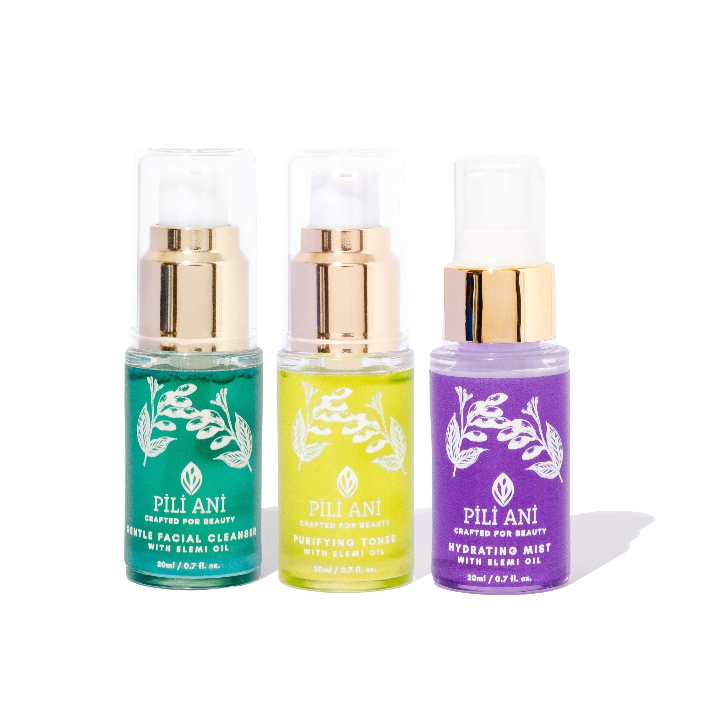 Skincare travel set, Mini skincare set, Travel-sized skincare, Pili Ani travel set, Skincare minis, Mini beauty kit, Facial travel kit, Pili Ani mini set, Travel skincare kit, Natural skincare set, Travel beauty set, Mini facial set, Miniature skincare products, Skincare essentials, Travel-sized beauty products